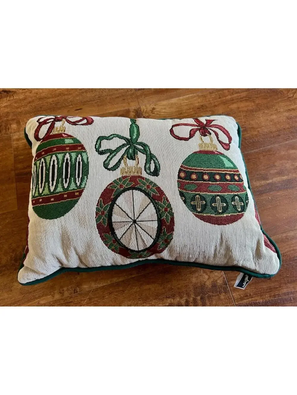 Newport Decorative Holiday Pillow with Christmas Ornament Design